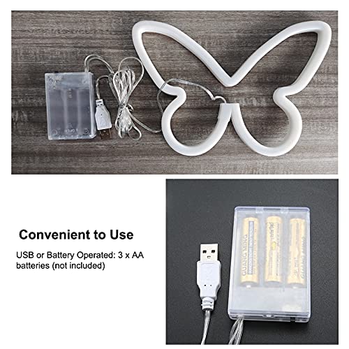 Butterfly Neon Signs Butterfly Decor Neon Lights USB or Battery Powered Indoor Wall Table LED Night Lights for Kids Girls Home Bedroom Room Party