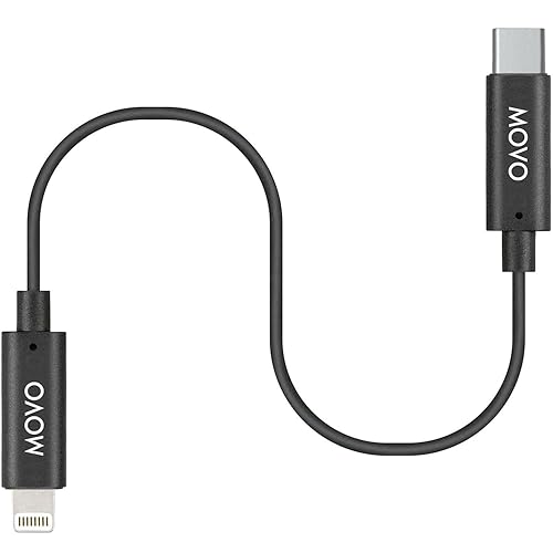 Movo IMA-5 USB-C to 11.8" (30CM) Lightning Microphone Adapter Cable - Connect USB-C Shotgun Mics to iPhone/iPad - Compatible X1, X1-MINI, VXR10-AI
