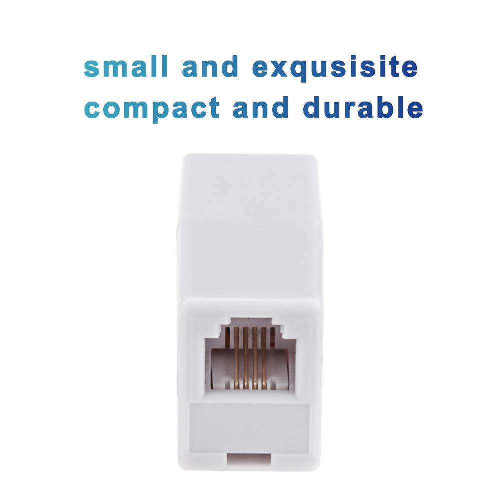 RFAdapter RJ11 Coupler, 2 Pack Telephone Phone Line Connector Coupler RJ11 6P4C Inline Keystone Jack Female to Female Straight Telephone Cable Cord