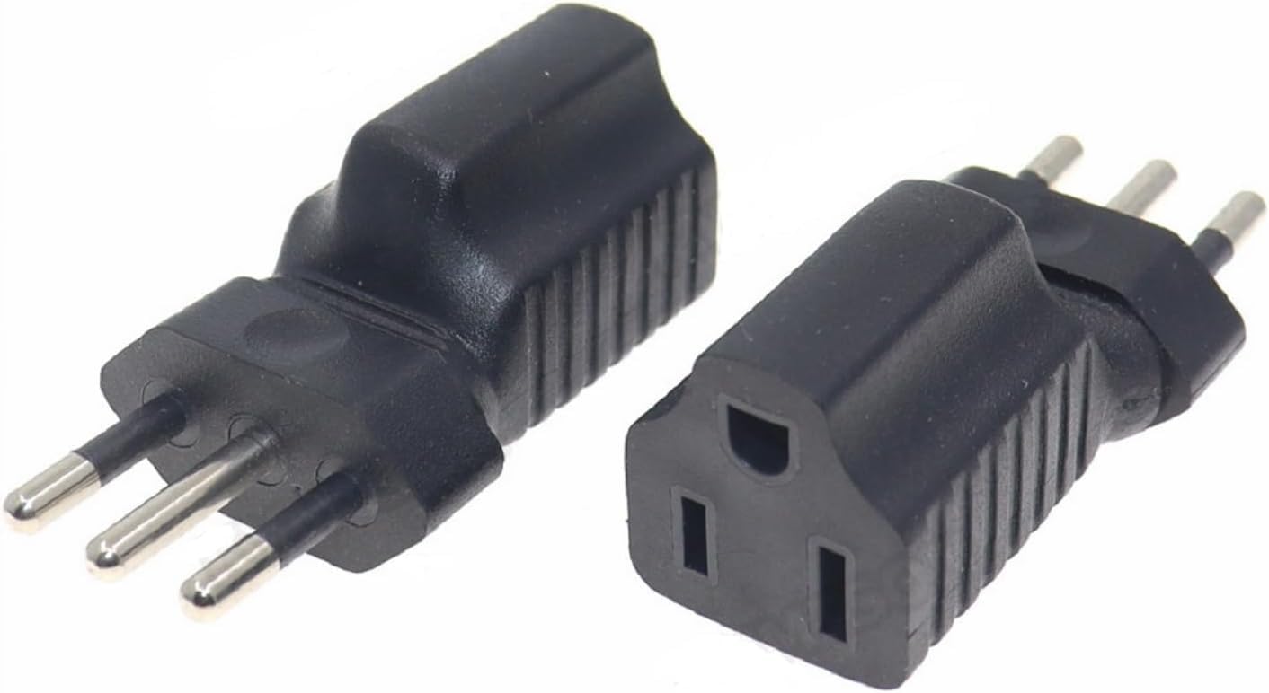 Tekit Italy US Plug Adapter Power Converter,USA NEMA 5-15R Receptacle to Italy 3 Prong Molded Travel Plug Adapter,Italy Male to USA Standard 3 Prong…