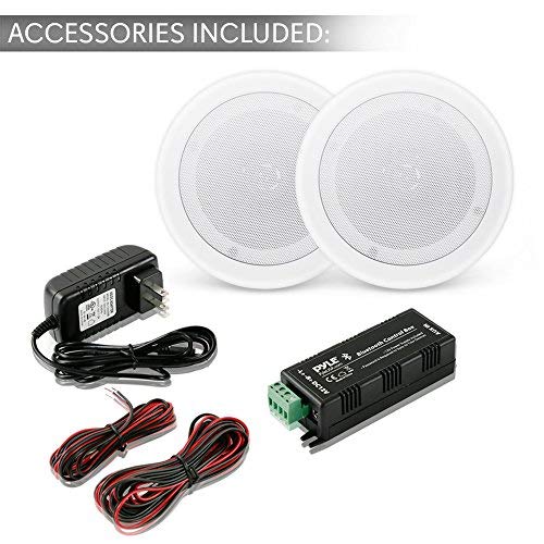Pyle Pair 8" Bluetooth Flush Mount In-wall In-ceiling 2-Way Universal Home Speaker System Spring Loaded Quick Connections Polypropylene Cone Polymer