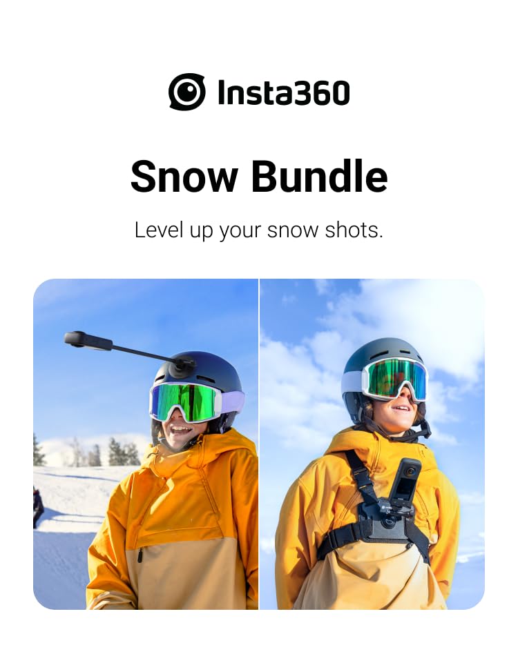 Insta360 New Snow Bundle Mounting Kit X5/X4/X3/X2/X 360 Cameras | Compatible ACE/ACE PRO/ONE R/RS/GO 3S/3, EVO and GoPro 12/11/10/9/MAX, DJI Osmo