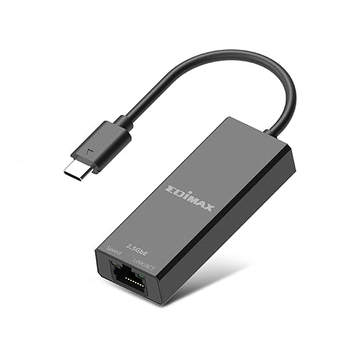EDiMAX USB-C 2.5Gbps Ethernet LAN Adapter, USB 3.1 Type-C to RJ45 Gigabit Network Converter, 2.5Gbps/1Gbps/100Mbps, Plug and Play, Windows, Gaming