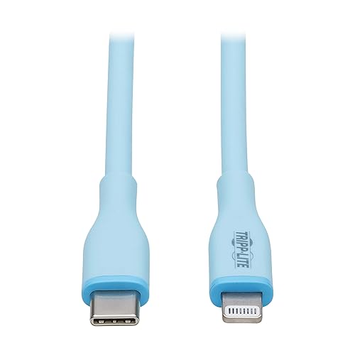 Tripp Lite Safe-IT USB-C to Lightning Charge Cable for iPhone & iPad, Male-to-Male Cable, MFi Certified, Light Blue, 6 Feet / 1.8 Meters, 2-Year…