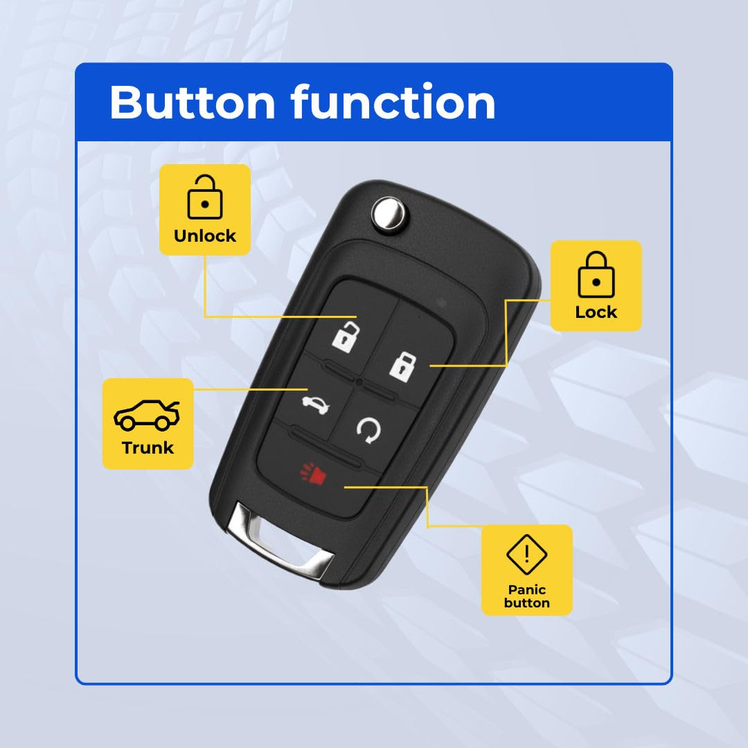 KEYS4LESS Replacement Flip Key Fob for Impala 2017 FCC OHT01060512 Part Number 13504199 13574863 13504259 13504204