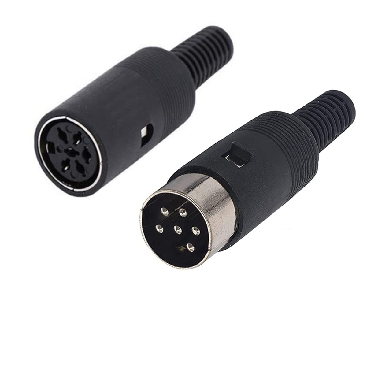 Black Plastic Shell 6Pin Male + Female DIN Adapter Audio Socket Interface AV Connector - (3 Sets)