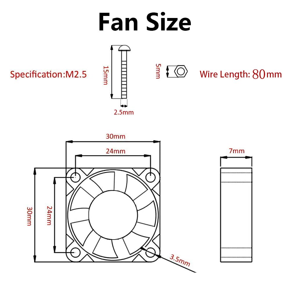 Aokin for Raspberry Pi Cooling Fan DC 5V/3.3V Brushless CPU Cooling Fan with Screws for Raspberry Pi 4 B, 3 B+, 3 B, 2 B, 1 B+, RetroFlag NESPI Case
