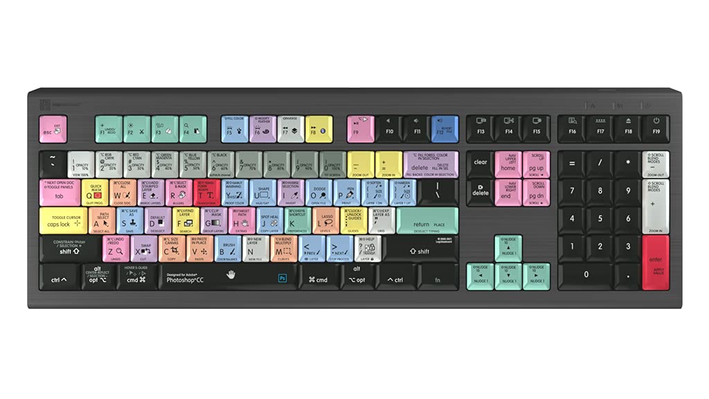 Logickeyboard Designed for Adobe Photoshop CC Compatible with macOS- Astra 2 Backlit Keyboard # LKB-PHOTOCC-A2M-US