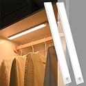 Magnetic Under Cabinet lighting 2 Pack, 12" Rechargeable - 3 Color Dimmable LED, Ultra Slim 1800 Battery Powered Motion Sensor light indoor Punch-free