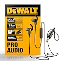 DEWALT Heavy Duty Wired Earphones with Microphone, Jobsite Earbuds Wired 3.5mm, Water-Resistant 3.5mm Earbuds with Mic, Connected Headphones