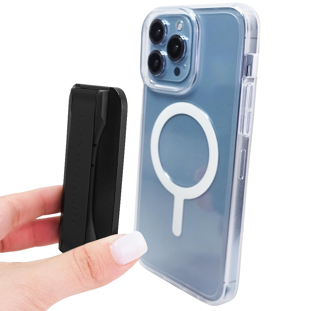 LoveHandle PRO MagSafe Compatible Magnetic Phone Grip w/Kickstand - Mount, Strap and Stand for Smartphone and Tablet - MagSafe Ring Included - Fits