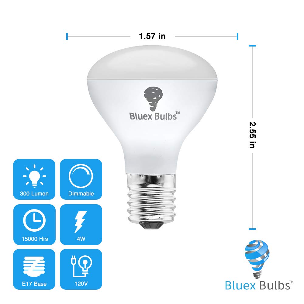 4 Pack R14 LED Bulb 4W E17 Base Mini Reflector Floodlight Light Bulb Dimmable 2700K Warm White - 40W Equivalent - e17 LED Bulb Dimmable E17