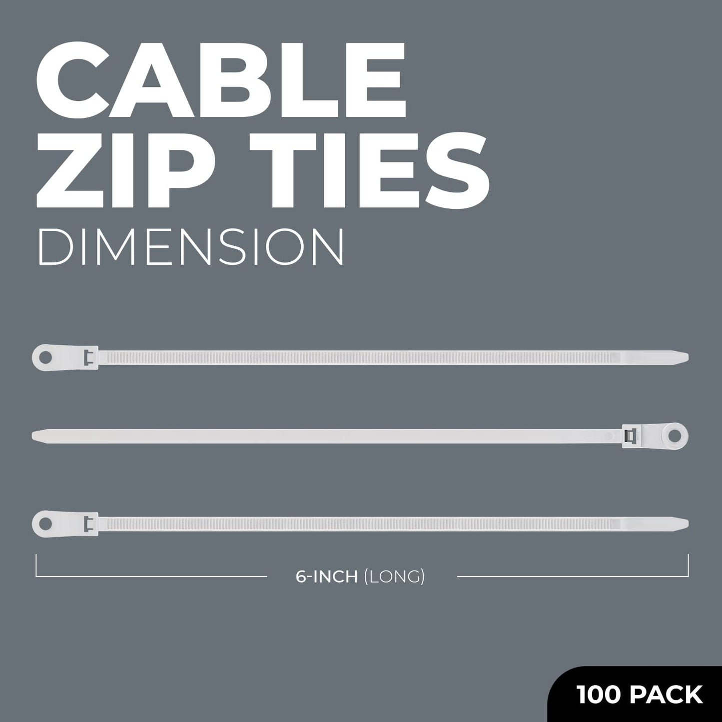 Black Zip Ties with Screw Holes- Multipurpose, Heavy Duty Cable Ties for Binding, Packing & Mounting Cables Wires, Garden Fences, Plant Branches