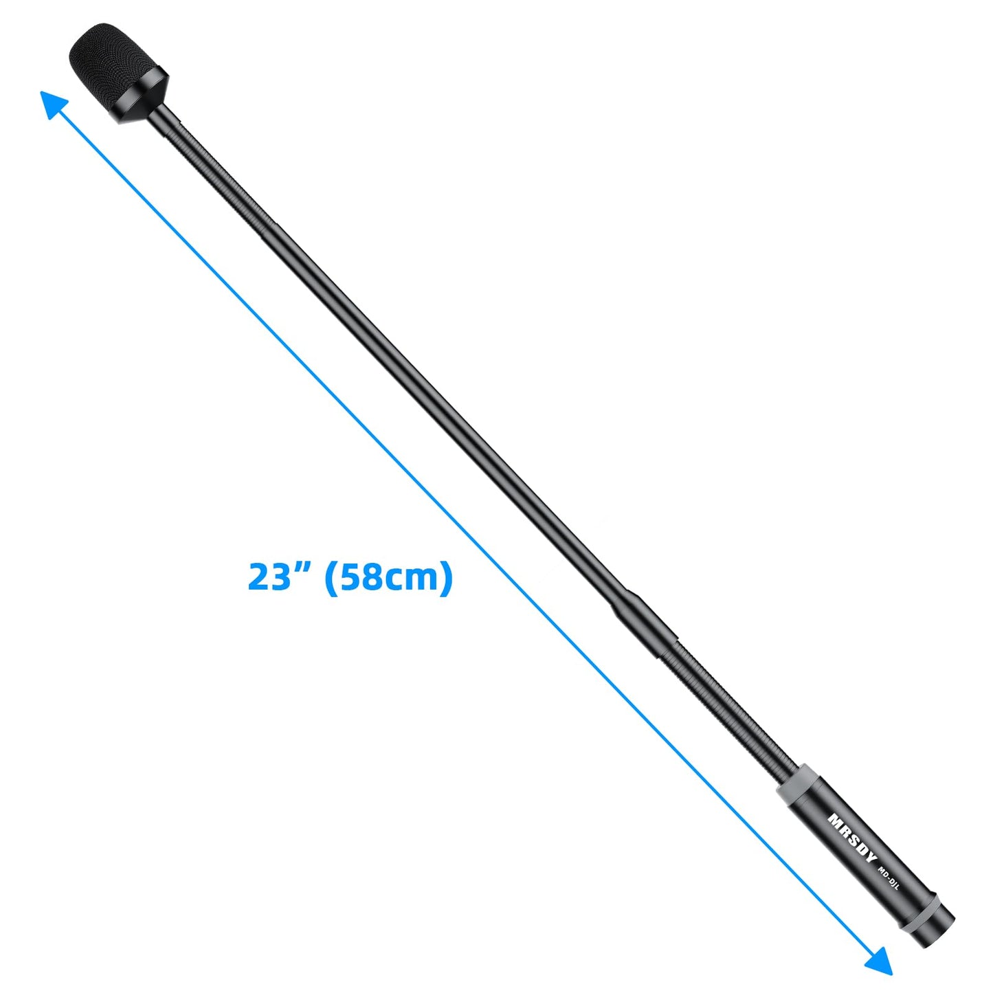 MRSDY Gooseneck Microphone, 23 Inch DJ Microphone for Audio Mixer, Professional XLR Wired Dynamic Mic, Extended Black Metal Noise Reduction Mic