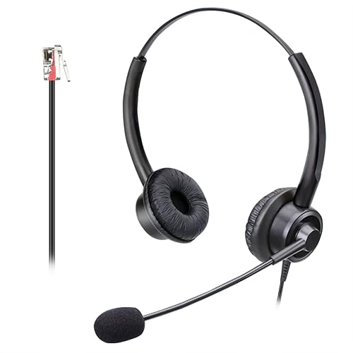 Callez RJ9 Phone Headsets with Microphone Noise Cancelling, Binaural Office Telephone Headsets Work for Polycom VVX411 VVX410 VVX400 VVX500 VVX310