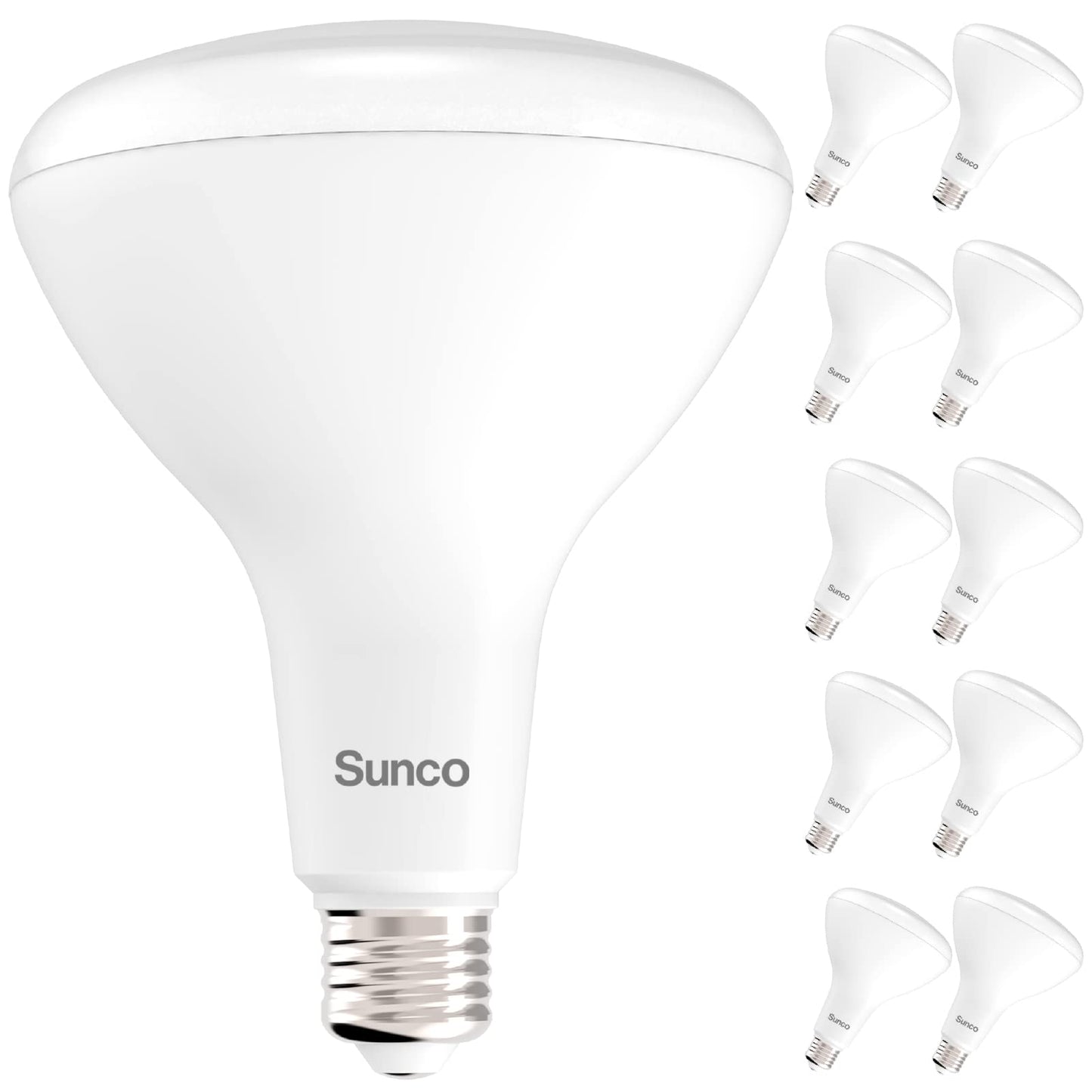 Sunco 10 Pack BR40 LED Flood Light Bulb, E26, 17W=100W, 3000K Warm White