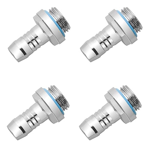 BXQINLENX Silver Chrome G1/4" to 7/16" Barb Fitting (Tubing ID 9.5MM) for Computer Water Cooling System Through Joint Straight Joint(4 PCS)