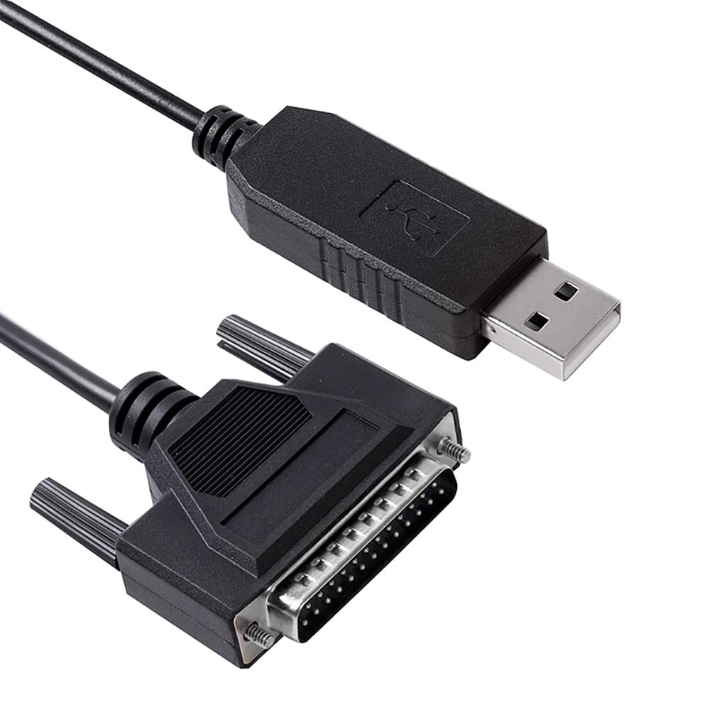 Usangreen USB Programming Cable for Fanuc CNC DNC Fanuc 6 10 11 12 15 16 18 21 Series Software Flow Control CNC-SW-25M, USB to DB25 Male Console Cable