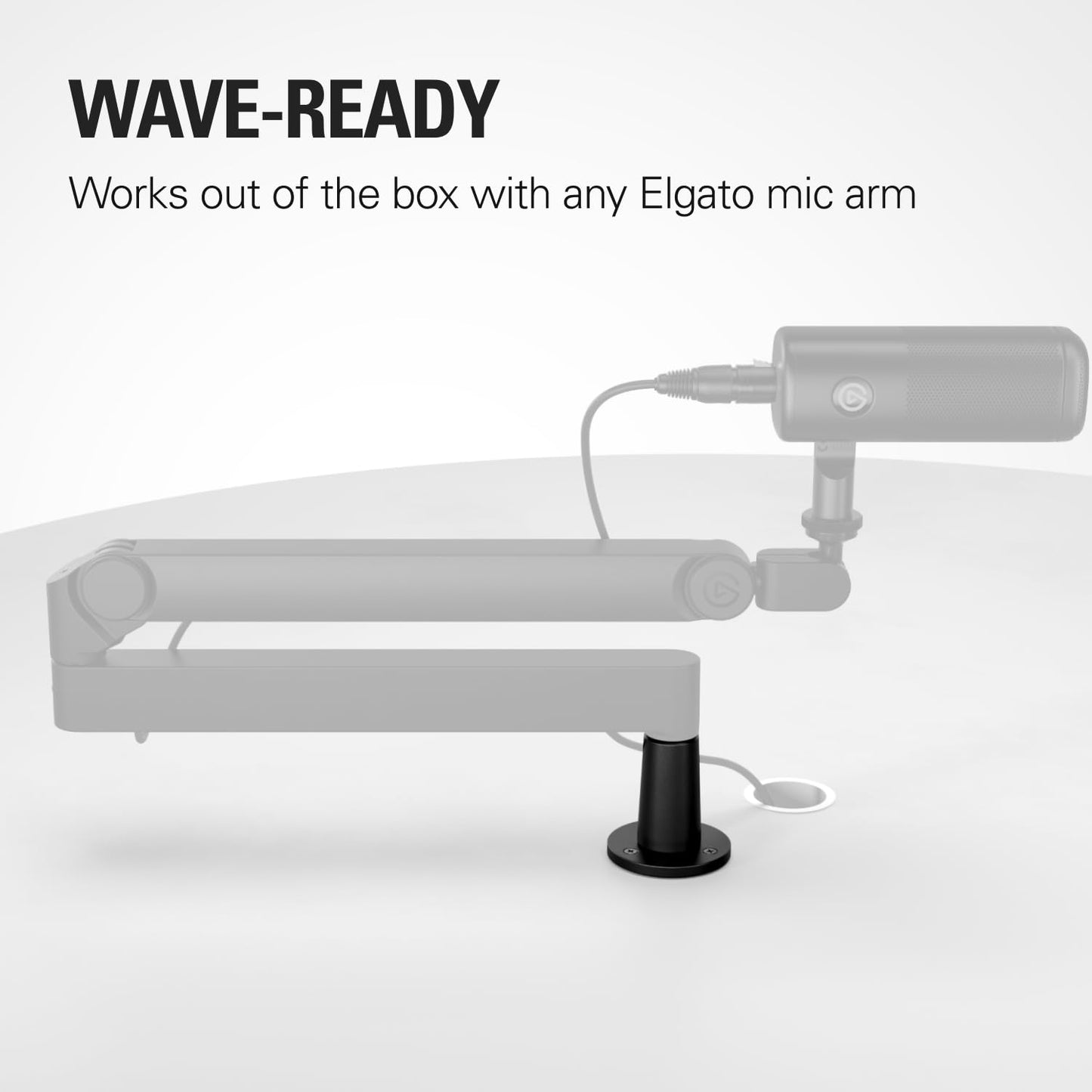 Elgato Wave Desk Plate - Flange Mount for Elgato Mic Arms, Easy Screw-In Setup, No Clamps or Cutouts, Holds Microphones Ultra-Stable, 1/4" Mounting