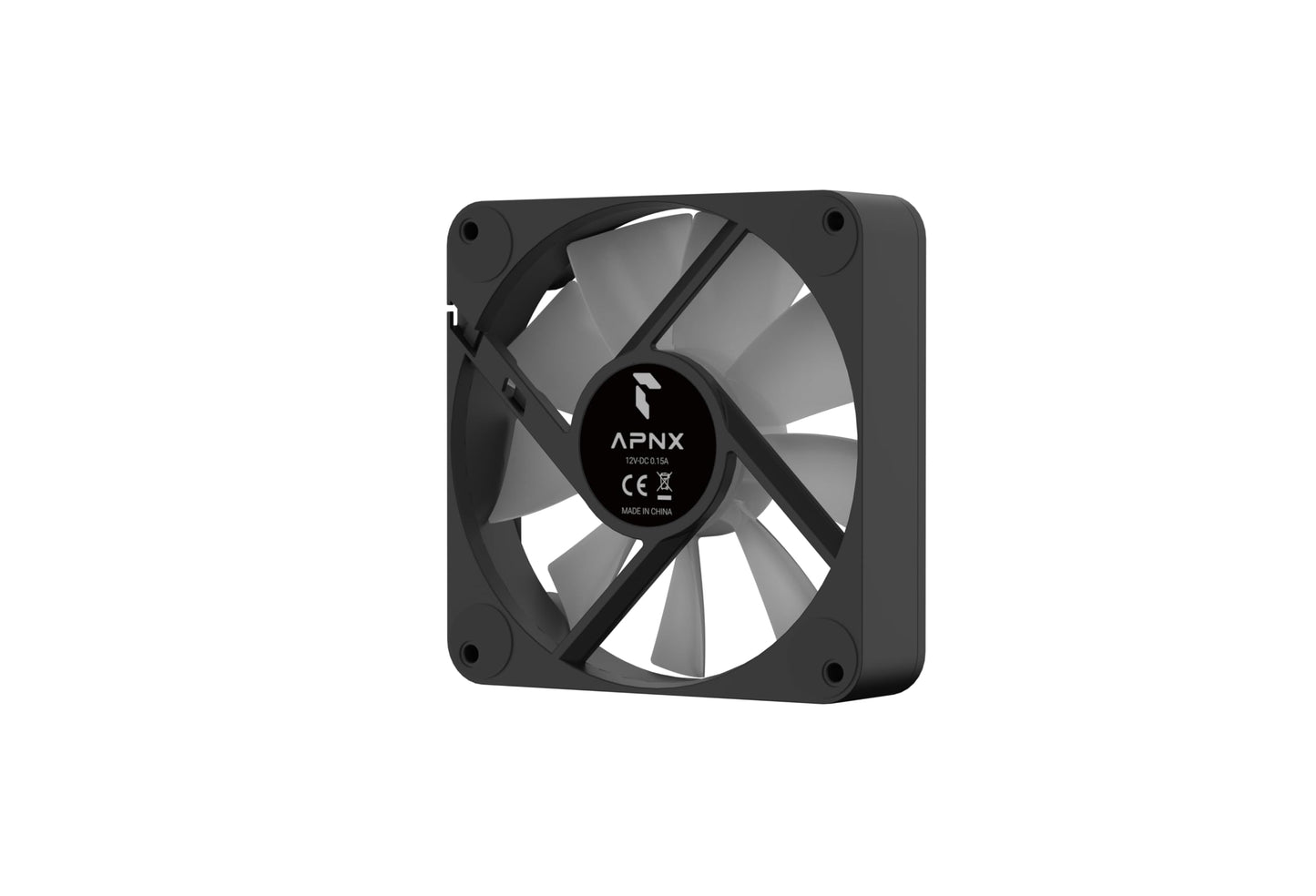 APNX FP1 Black Performance ARGB Fan, 120mm, 30mm Frame Width, PWM 500-1600 RPM, High Air Flow, Hydraulic Bearing, Thick Shock-Absorbing Pad, for PC