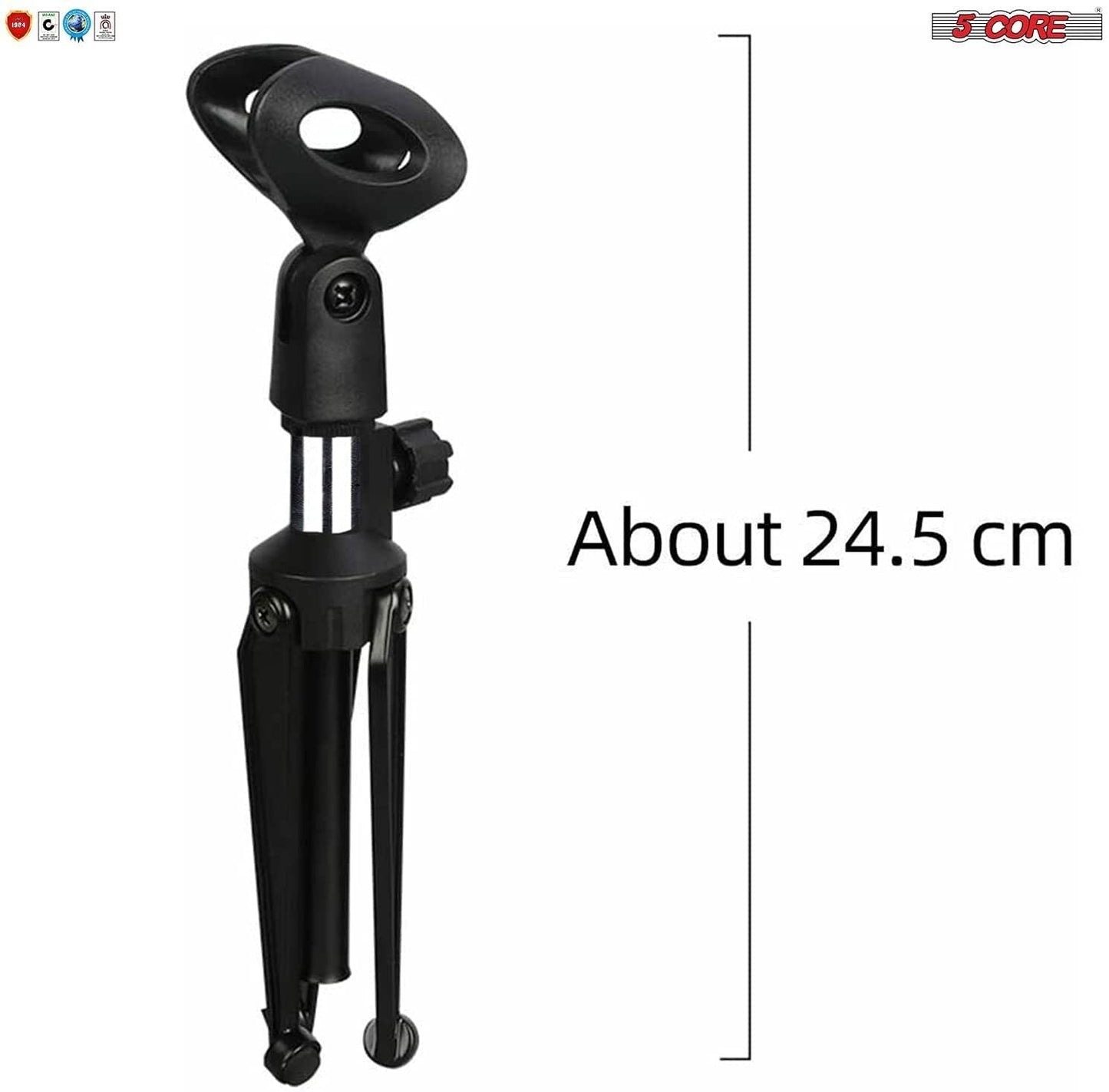 5 Core Premium Mini Microphone Stand Tripod Universal Adjustable Desk Microphone Stand Portable Foldable Table Top Desktop Stand with Small Plastic