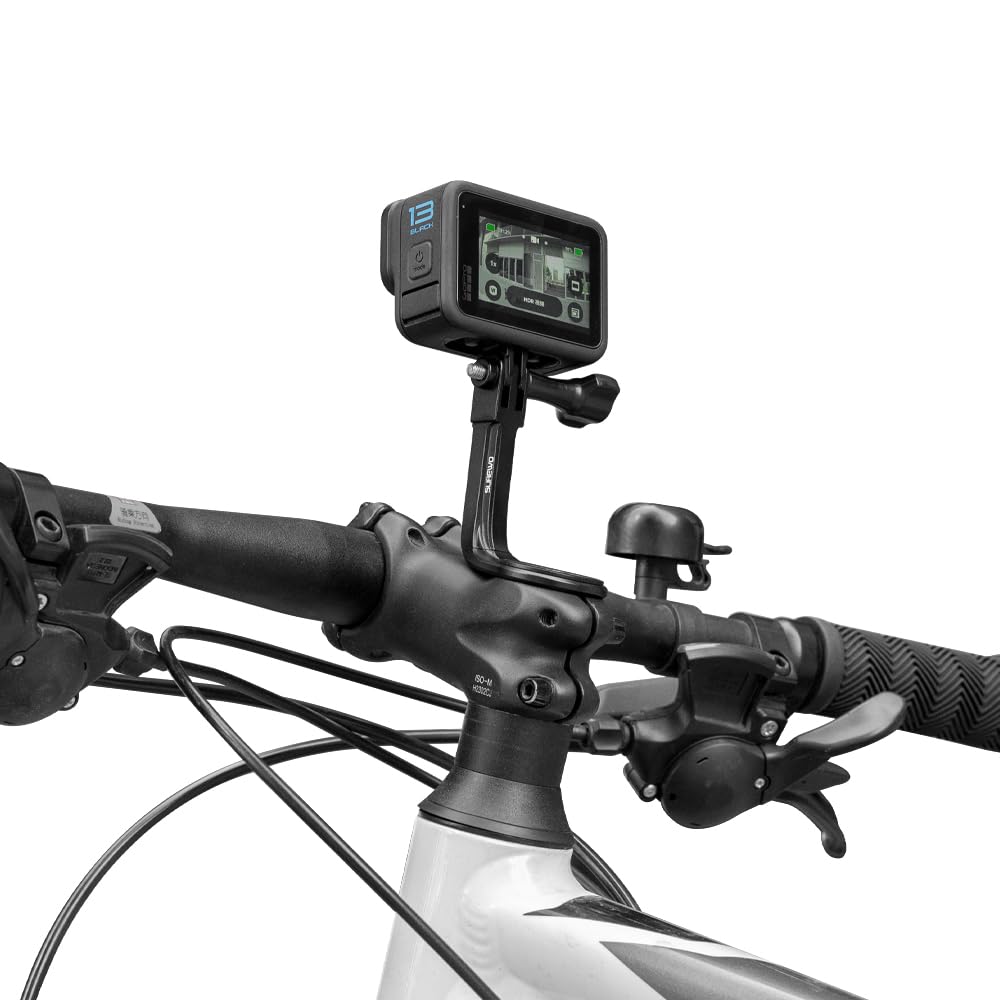 SUREWO Aluminum Handlebar Bike Pole Mount,Bicycle Handlebar Stem Clamp Mount Compatible with Go Pro Hero 13/12/11/10/9/8/7/6/5 Black,DJI Osmo Action
