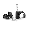 Cmple - Nail in Cable Wire Clips Cord Organizer Cable Straps Nails Tacks Clips 8mm Black - 100-Pack