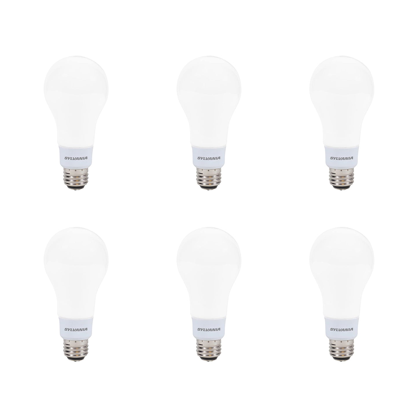 Sylvania Reduced Eye Strain A21 LED Light Bulb, 3-Way 40W / 60W / 100W, 13 Year, Dimmable, Frosted, 5000K, Daylight - 6 Pack (41234)