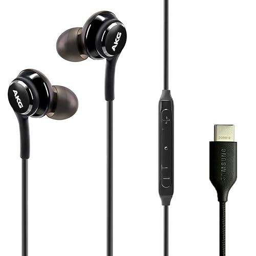 ElloGear Type C Headphone Earbuds for Samsung Galaxy A53, S21, S22, S22 Ultra, S20 FE - Designed by AKG - Braided Cable with Microphone and Volume…