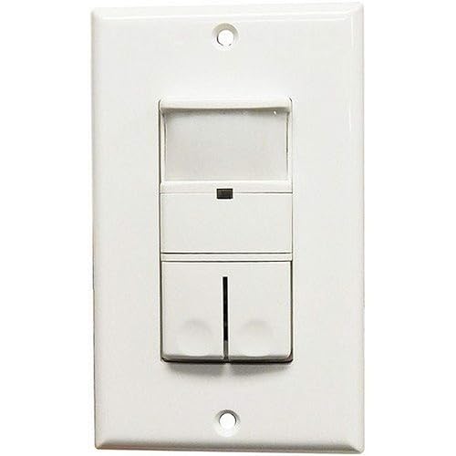 Morris 80544 Wall Mount Occupancy/Vacancy Sensor, Single Pole, PIR, White, 120V, 5 Sec-30 Min Time Delay