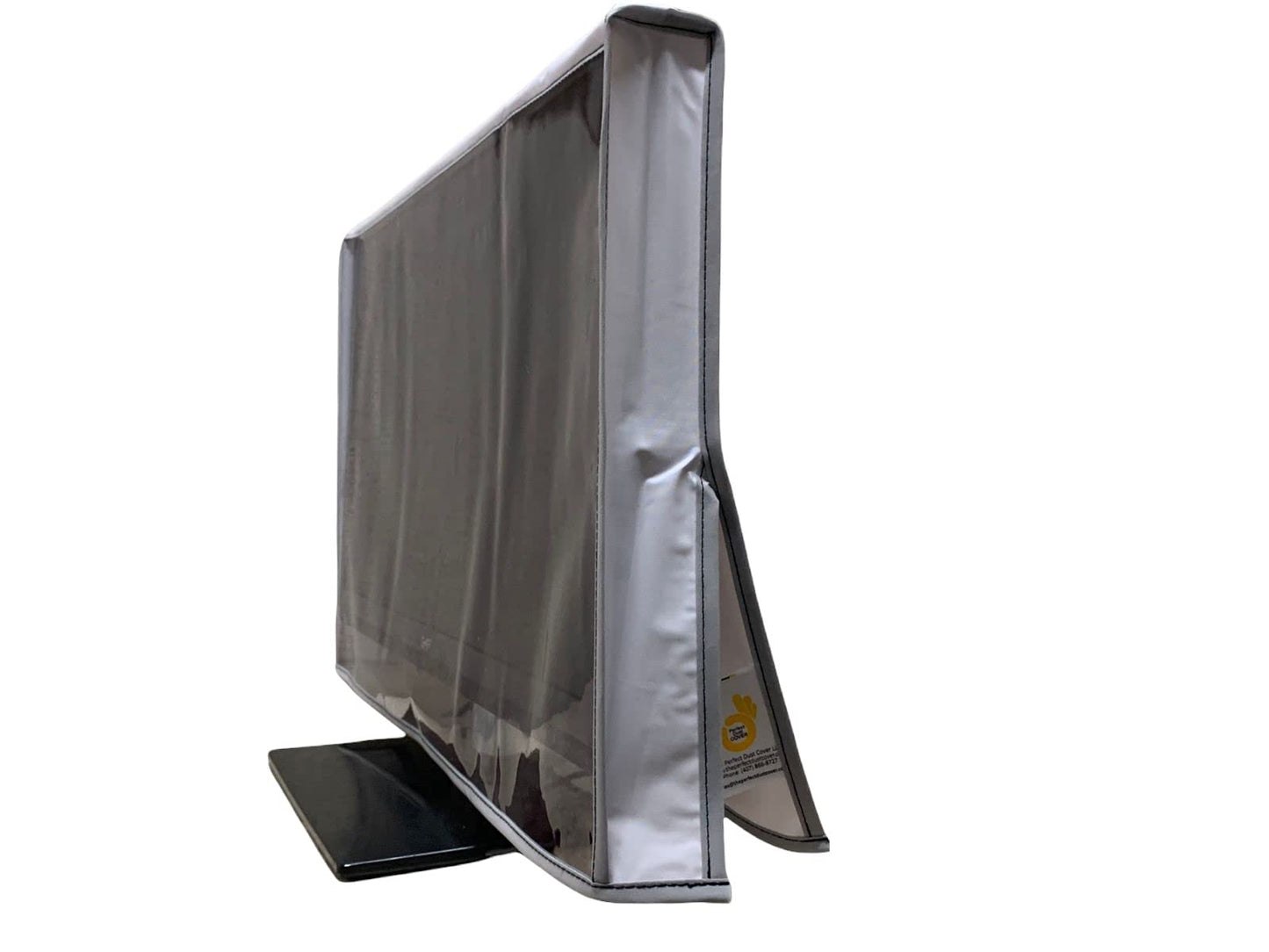 The Perfect Dust Cover, White VINYL Cover WITH CLEAR FRONT Compatible with 23-inch LED / LCD Monitors, Anti Static, Waterproof Monitor Cover