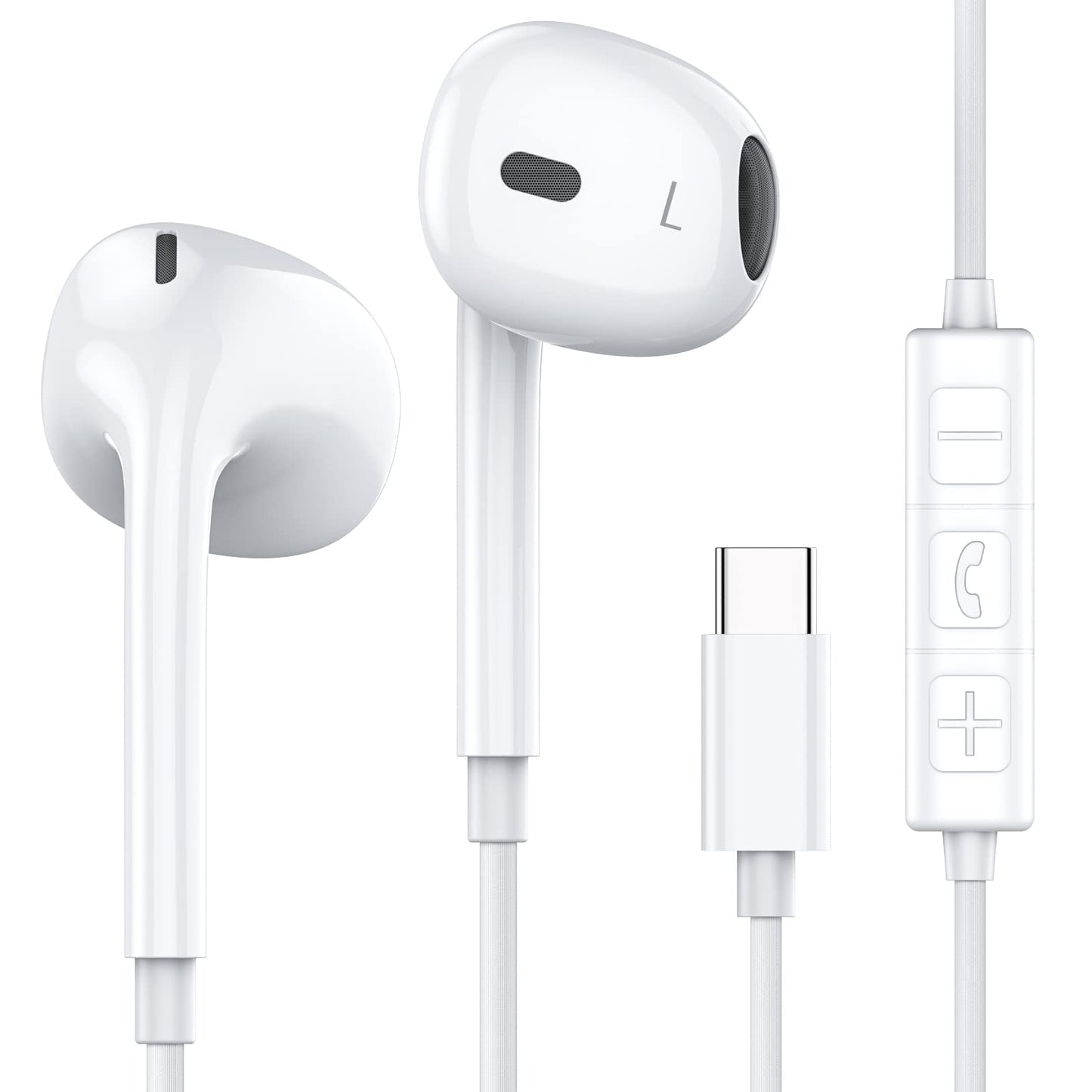 MOSWAG USB C Headphone Wired Earbuds in Ear Headphones with Mic and Volume Control Compatible with iPhone 15/ pro/Pro max iPad Air Samsung Galaxy S23…