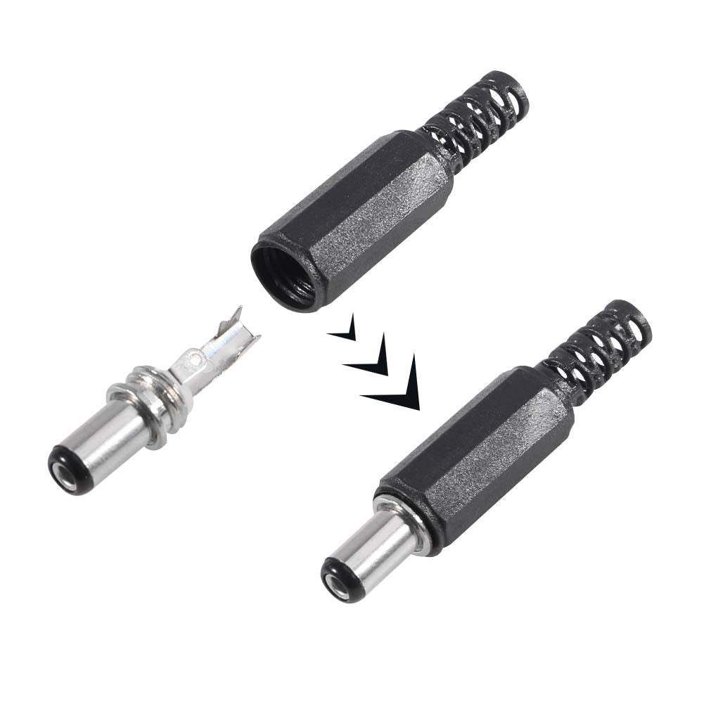 AiTrip 20pcs 5.5mm x 2.1mm DIY Male DC Power Plug Jack Solder Connector Adapter