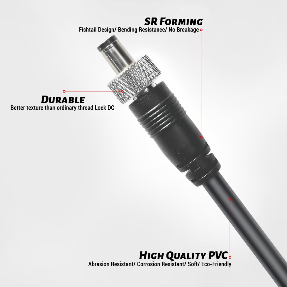 Alvin's Cables D-Tap to Locking DC Coiled Power Cable for Video Devices PIX E7 PIX E5 7 Touchscreen Display Hollyland Mars 400s