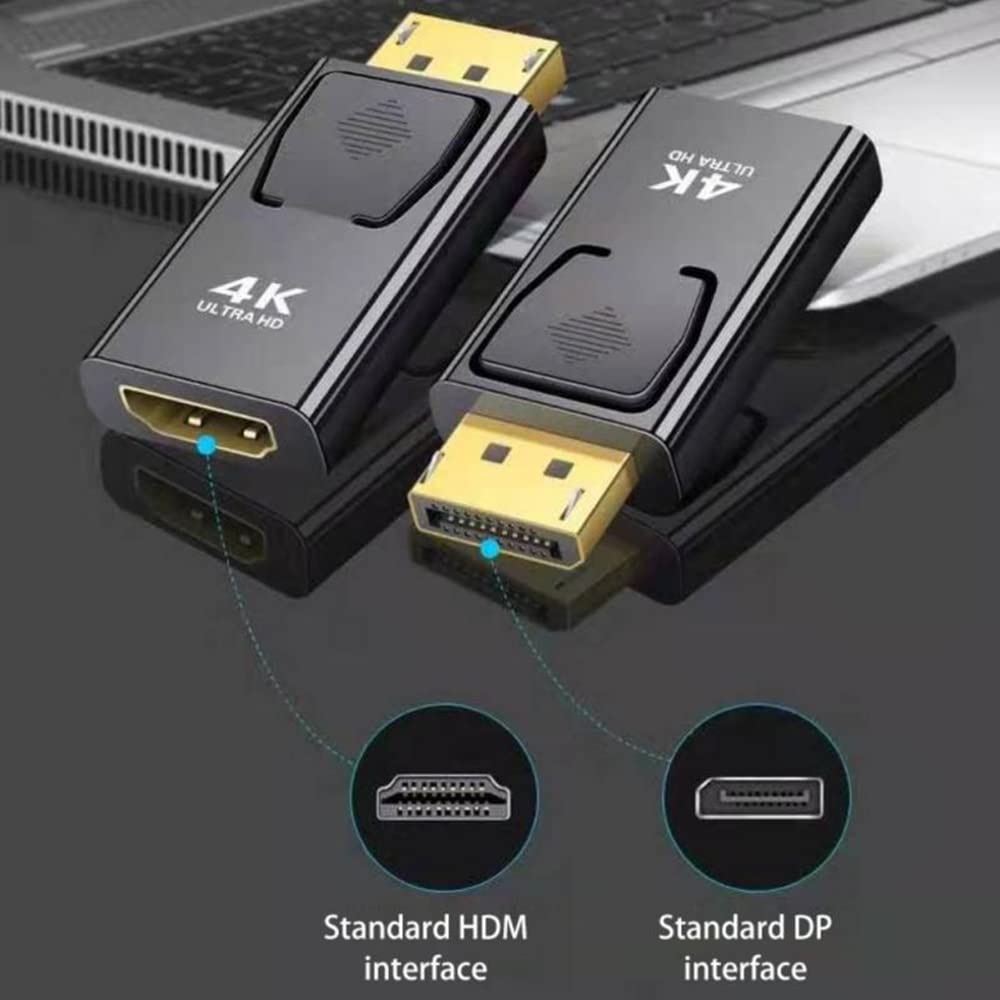 2Pcs DisplayPort to HDMI-Compatible Adapter Converter 4K Display Port Male DP to HDMI Female HD TV Cable Adapter Video Audio for PC TV Projector