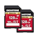 GIGASTONE 128GB SD Card 2-Pack, Camera Plus, UHS-I U3 Class 10 SDXC Memory Card Full HD Video for Canon Digital Camera, Full-Sized SD Card, with 2