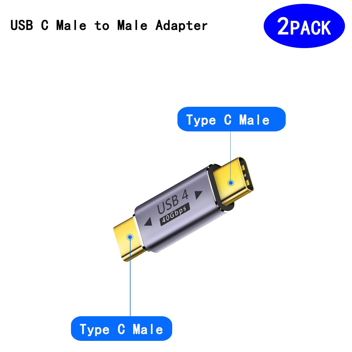 rgzhihuifz USB C Male to Male Adapter Extender .Type C Coupler with PD 100W 40 Gbps 8K/60hz Video Compatible for Thunderbolt 4/3, MacBook Pro/Air…