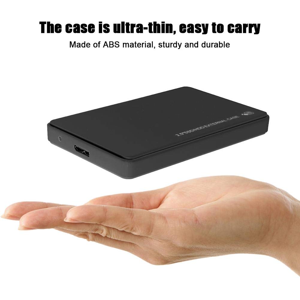 ASHATA 2.5 Inch Enclosure, Portable Hard Drive Case with USB 3.0 for Laptop Drive SSD, Support 2.5 Inch for SATA/ for SATA 2/ for SATA 3 and SSD Solid