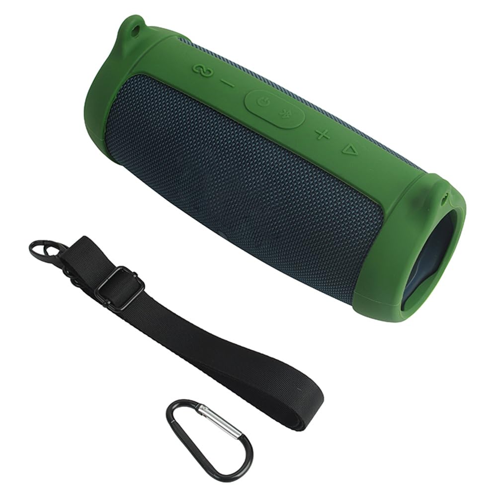 Silicone Case Cover for Charge 5 Bluetooth Speaker, Portable Travel Carrying Protective Sleeve Skin Case with Shoulder Strap and Carabiner (Yellow)