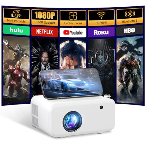 Mini Projector with WiFi and Bluetooth - 2025 Upgraded, 1080p Video Supported, 13000L, HiFi Speaker, Long-Life Lamp, Multi-Device Compatible - Create