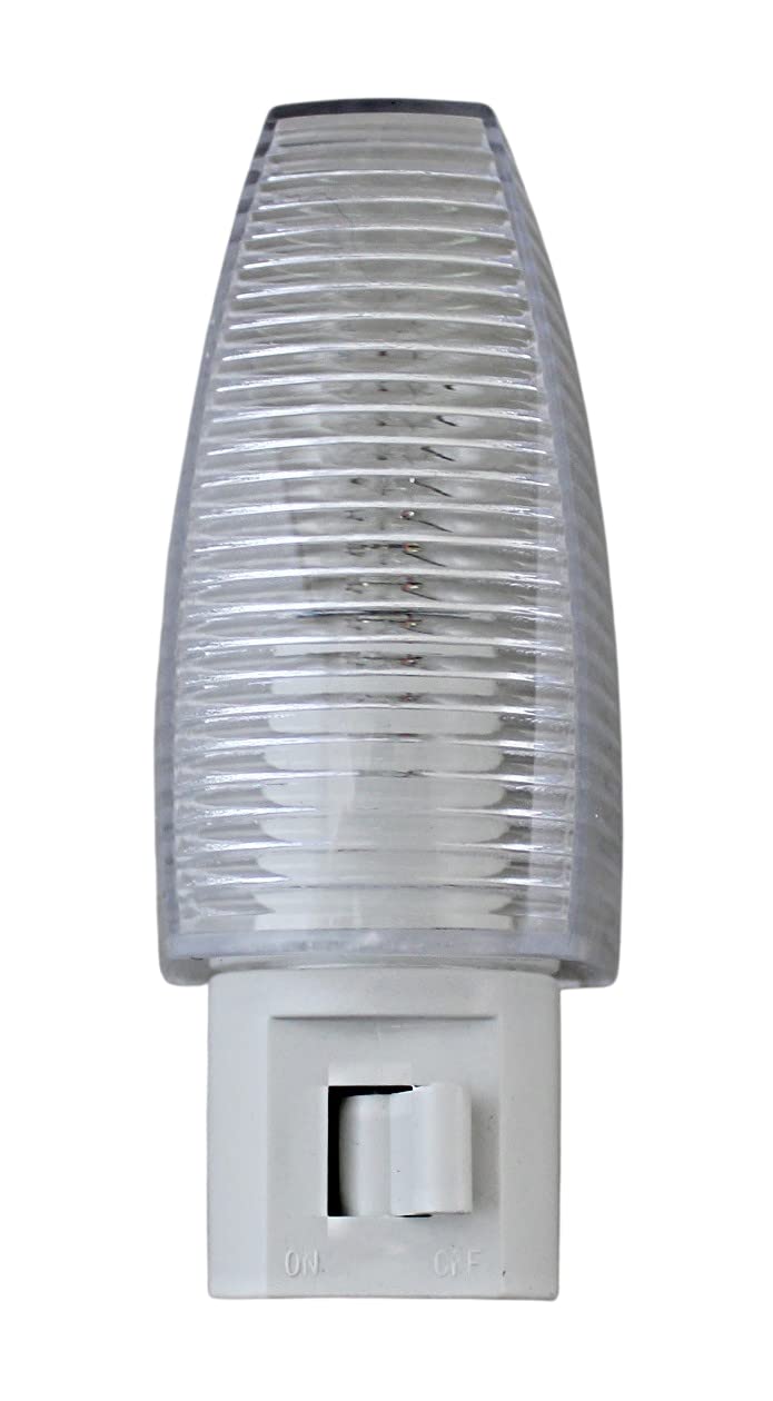 Set of 2 Night Light On/Off Switch UL Certified White Base Clear See Thru Top Suitable for Bathroom, Bedroom, Hallway (Traditional)