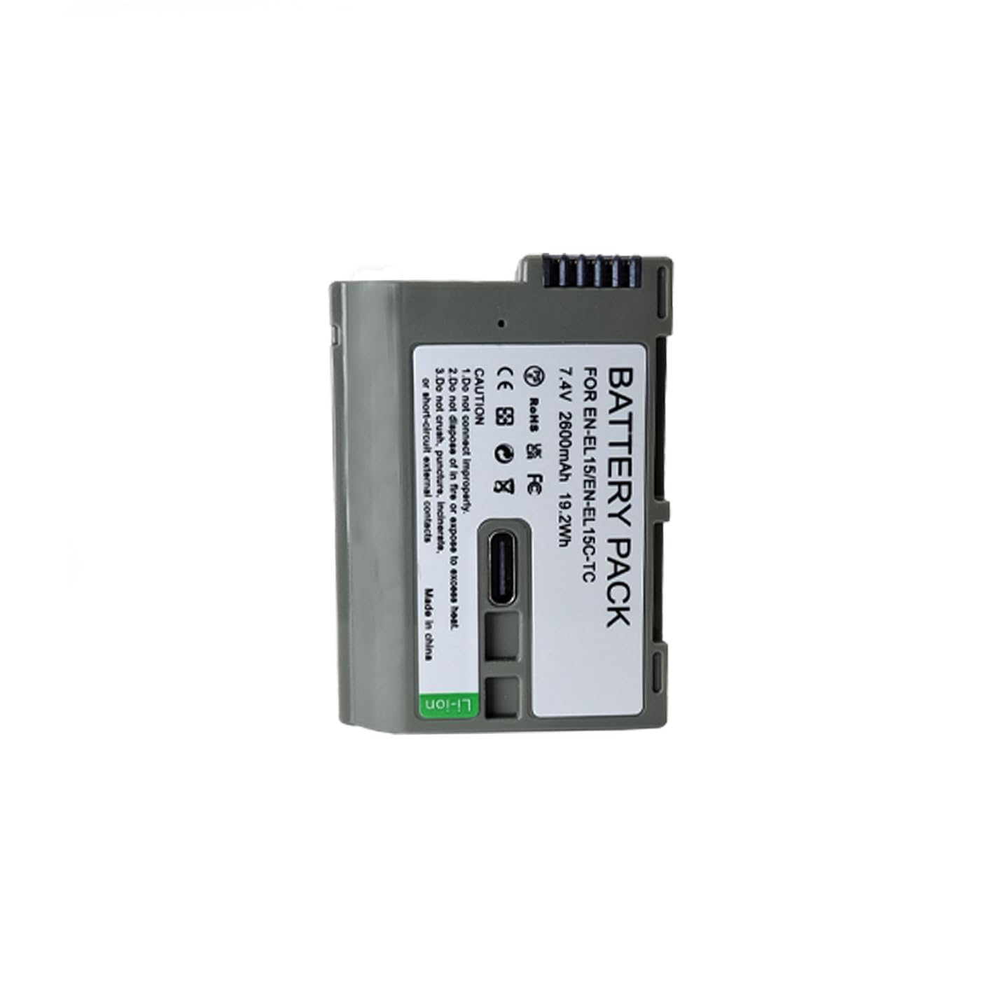Focruzom EN-EL15C Replacement Battery with USB C Fast Charging Port for Zf / Z8 / Z7 / Z6, 2.5H Full Charged Battery for Z7 II, Z6 II, Z5, D850, D810
