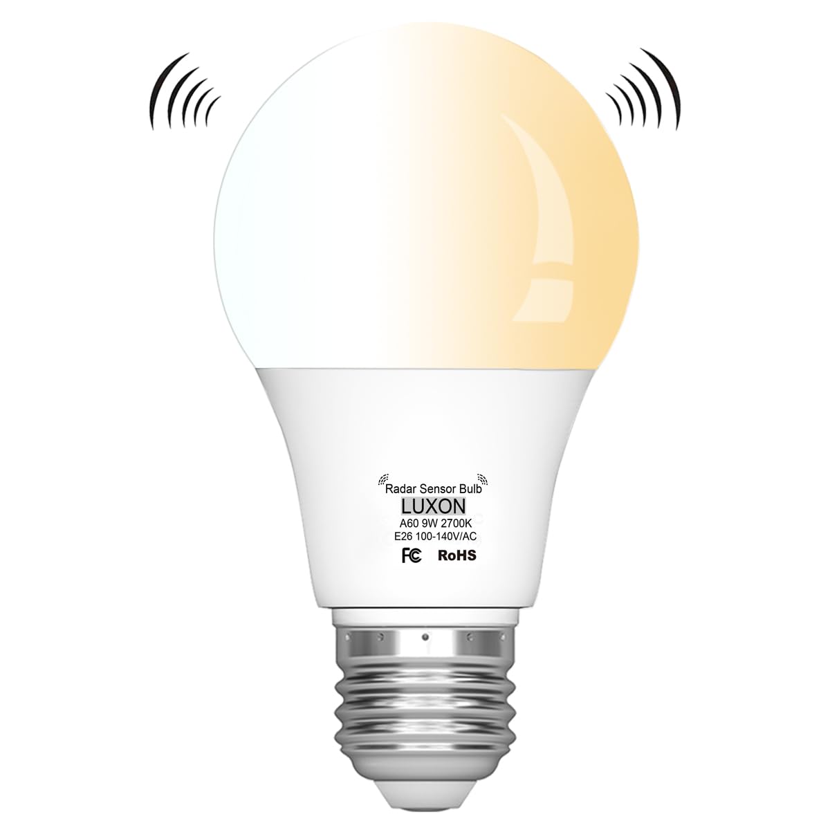 LUXON 5W A19 Radar Detector Dusk to Dawn 50W Equivalent Smart Led Lamp Lighting Indoor Outdoor Motion Sensor Bulb Auto On/Off E26 Base Soft White