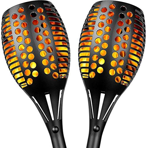 Sunlitec Solar Lights, Waterproof Flickering Flames Torches Lights Outdoor Landscape Decoration Lighting Dusk to Dawn Auto On/Off Security Torch Light