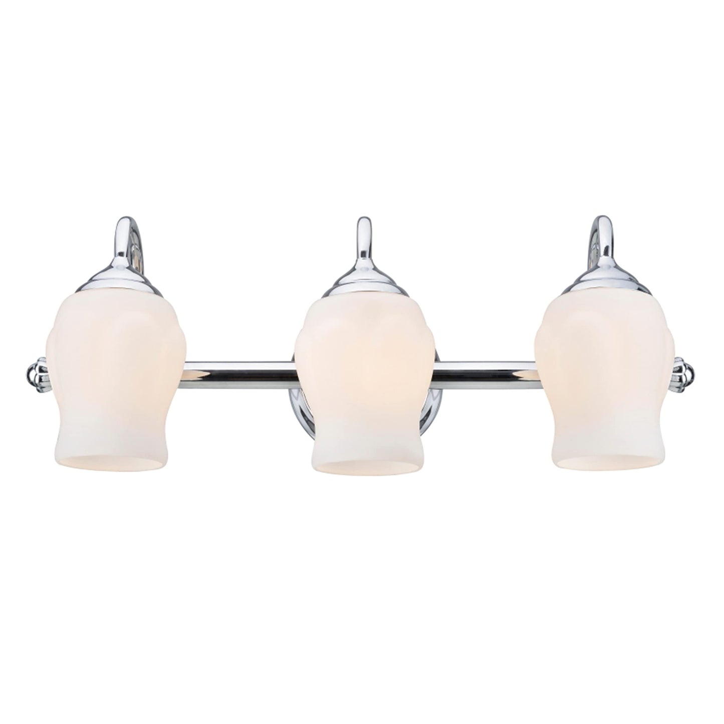 Aspen Creative 62065A, Three-Light Metal Bathroom Vanity Wall Light Fixture, 22 1/2" Wide, Transitional Design in Chrome with White Opal Glass Shade