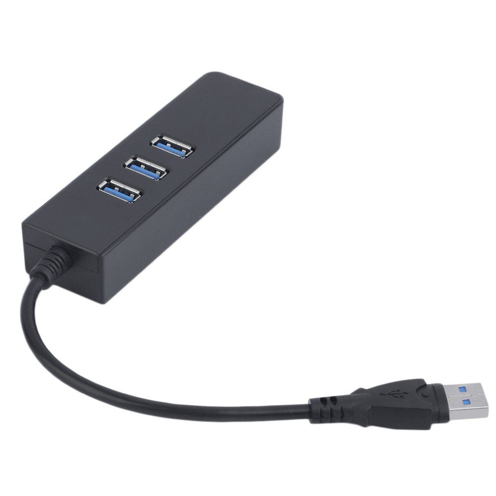 3-Ports USB 3.0 External Hub with 1 RJ45 Gigabit Ethernet Lan Wired Adapter