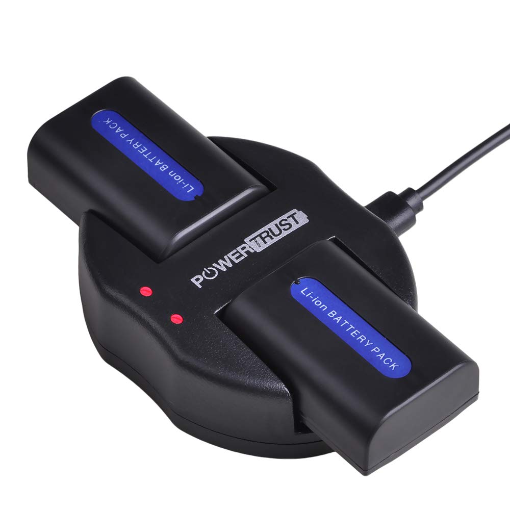 PowerTrust 2-Pack NP-FH50 Battery + USB Dual Charger for Sony NP-FH40 NP-FH30 Series Batteries and DSC-HX1 HX100 HX100V HX200 HX200V HDR-TG1E TG3 TG5