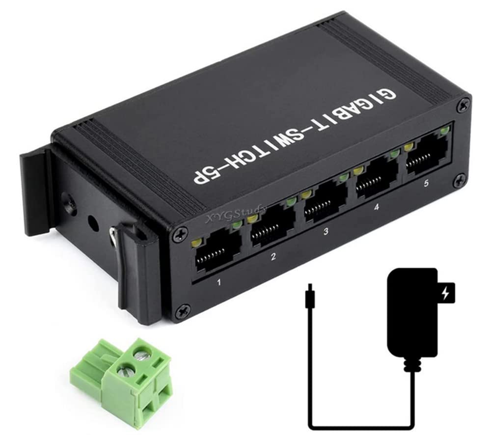 Industrial Grade 5P Gigabit Ethernet Switch IEEE 802.3X-Compliant Full-Duplex 10/100/1000M DIN Rail Mount Connection @XYGStudy