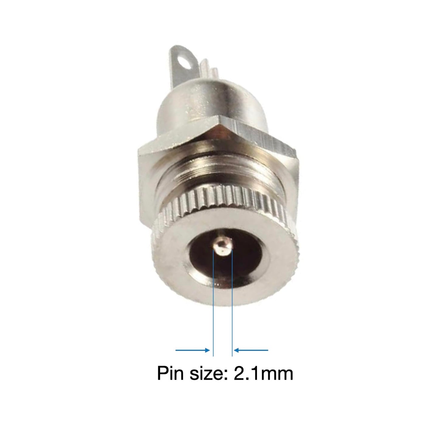 5.5 x 2.1mm DC Power Jack Socket, Threaded Female Panel Mount 2 Pin Barrel Connector, 10 Pack