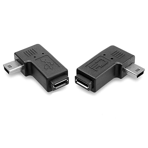chenyang 2 Pack Mini USB 5Pin Male to Micro USB Female 90 Degree Left & Right Angled Data Sync Power Adapter